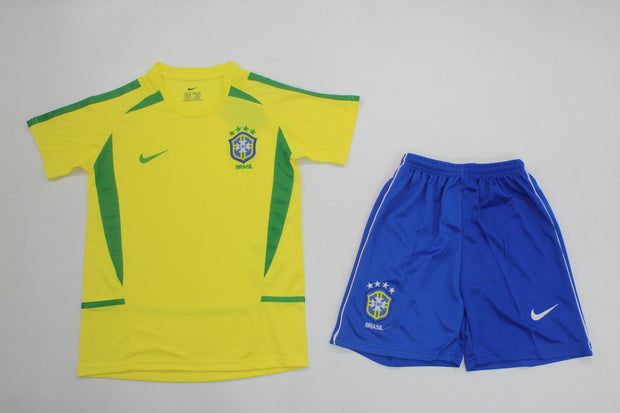 Brazil Home 2002 Kids Retro Kit (Includes Shorts)