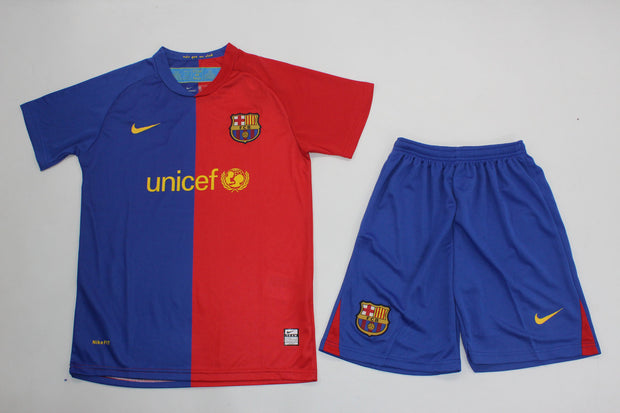 Barça Home 08/09 Kids Retro Kit (Includes Shorts)