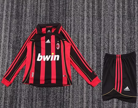 AC Milan Home 07/08 Long Sleeve Kids Kit (Includes Shorts)